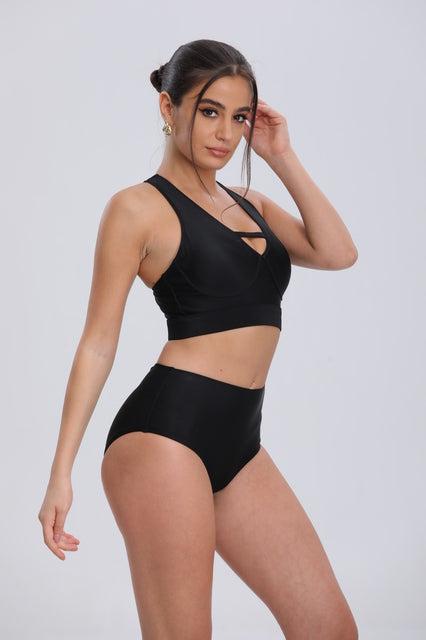 Black Golden Hour Swimwear Set Right Side display