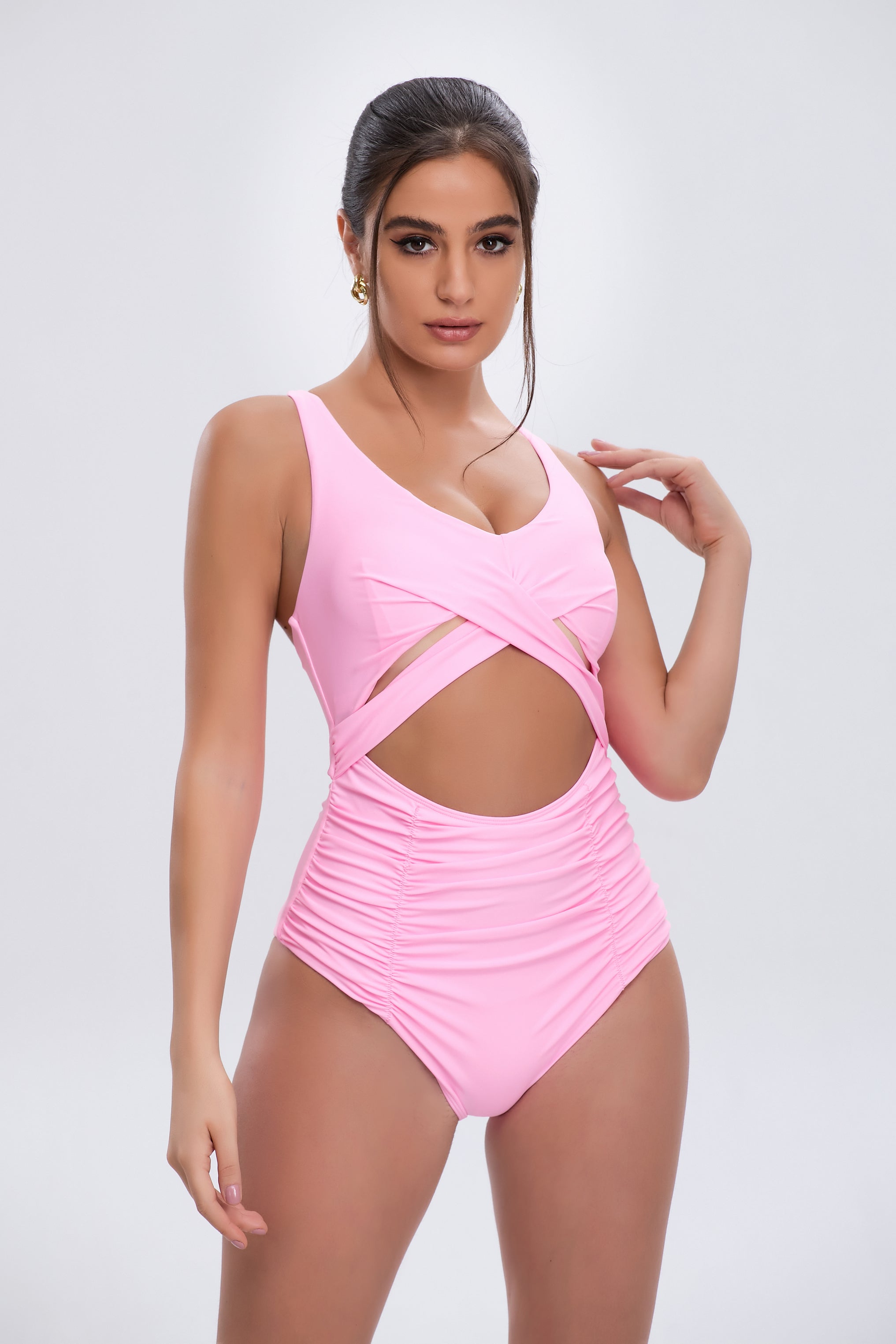 Pink Tummy Control One-Piece Swimsuit