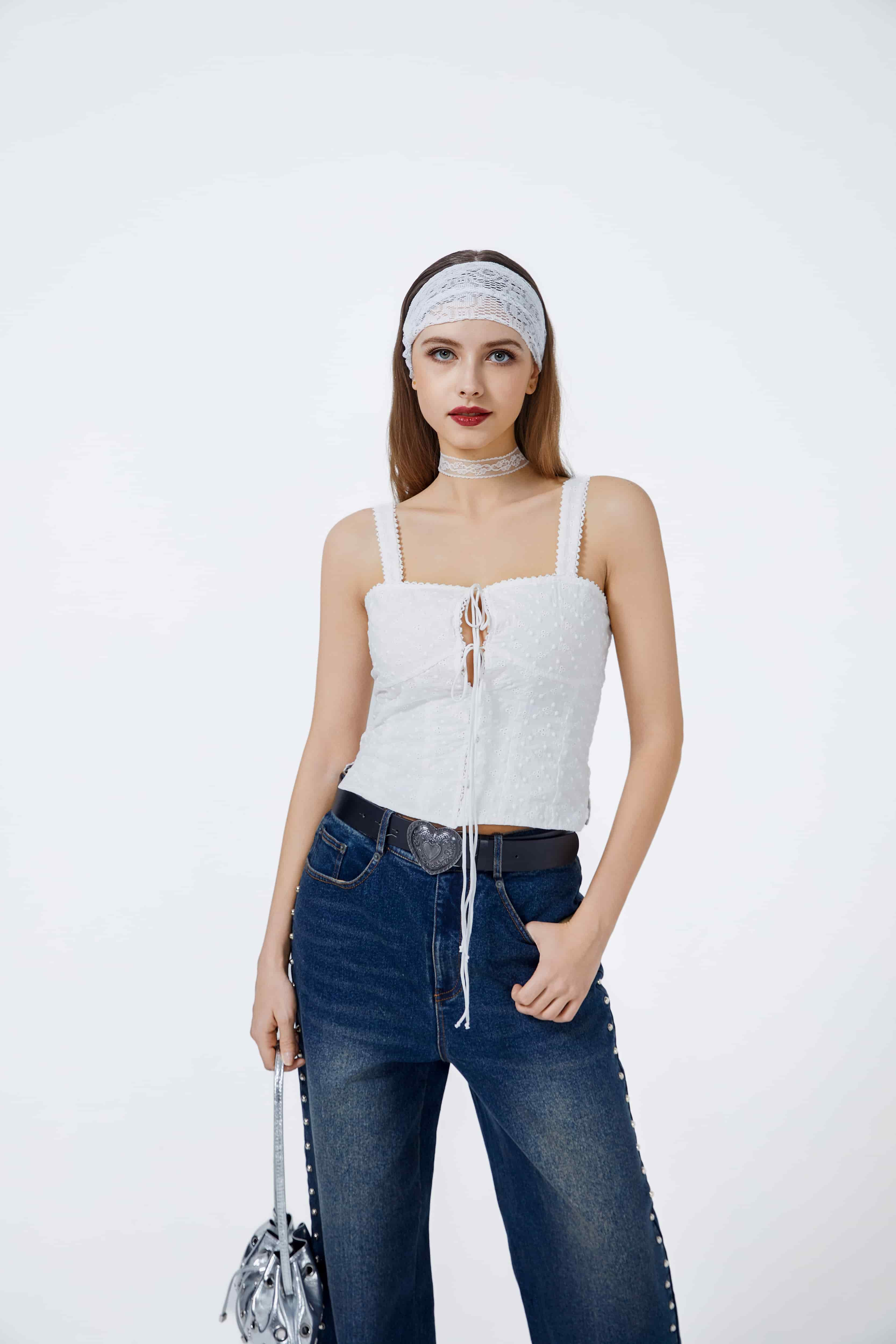 Let Me Talk Tank Lace Top White