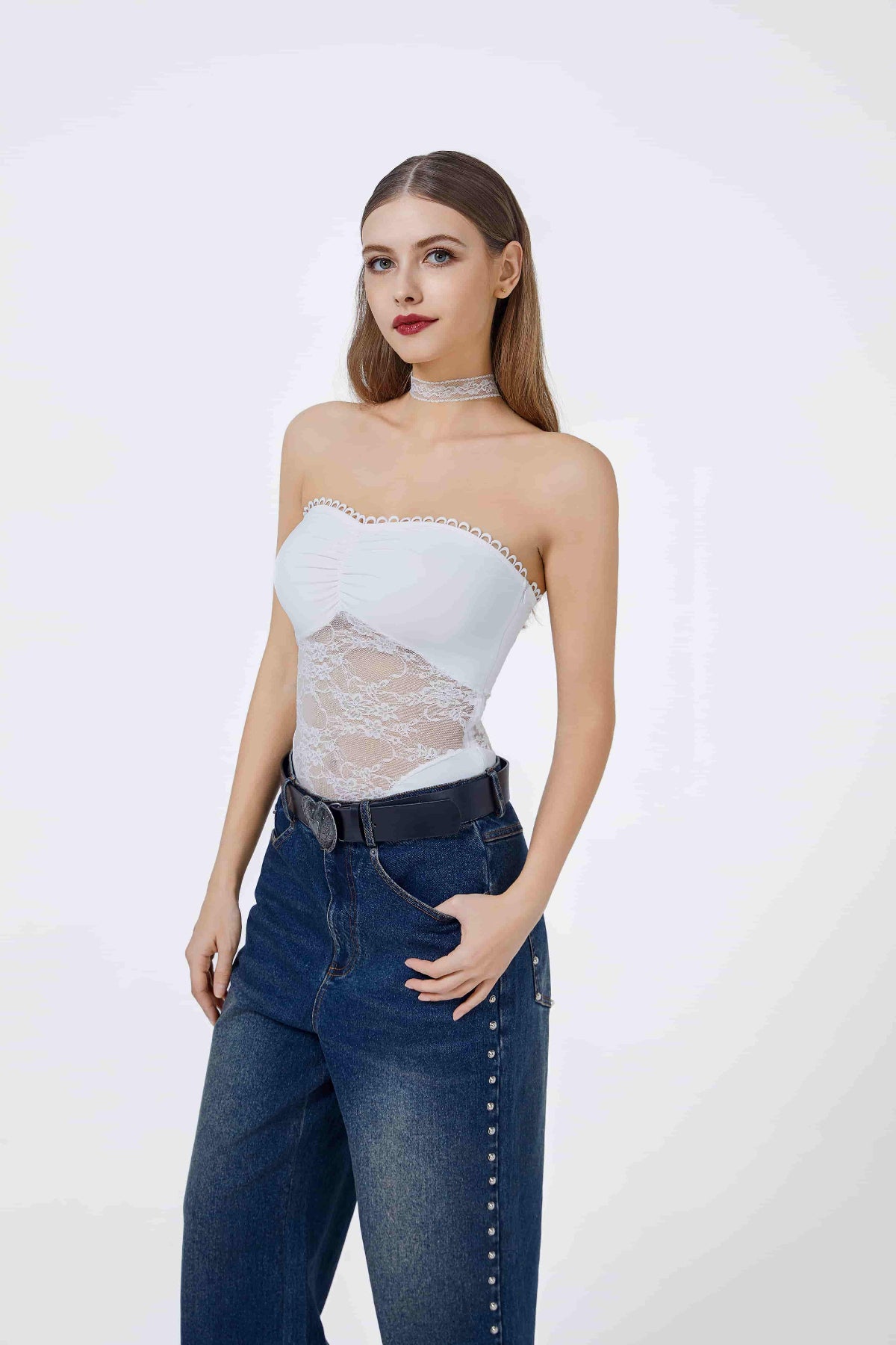 Lots Of Lust Lace Strapless Top White