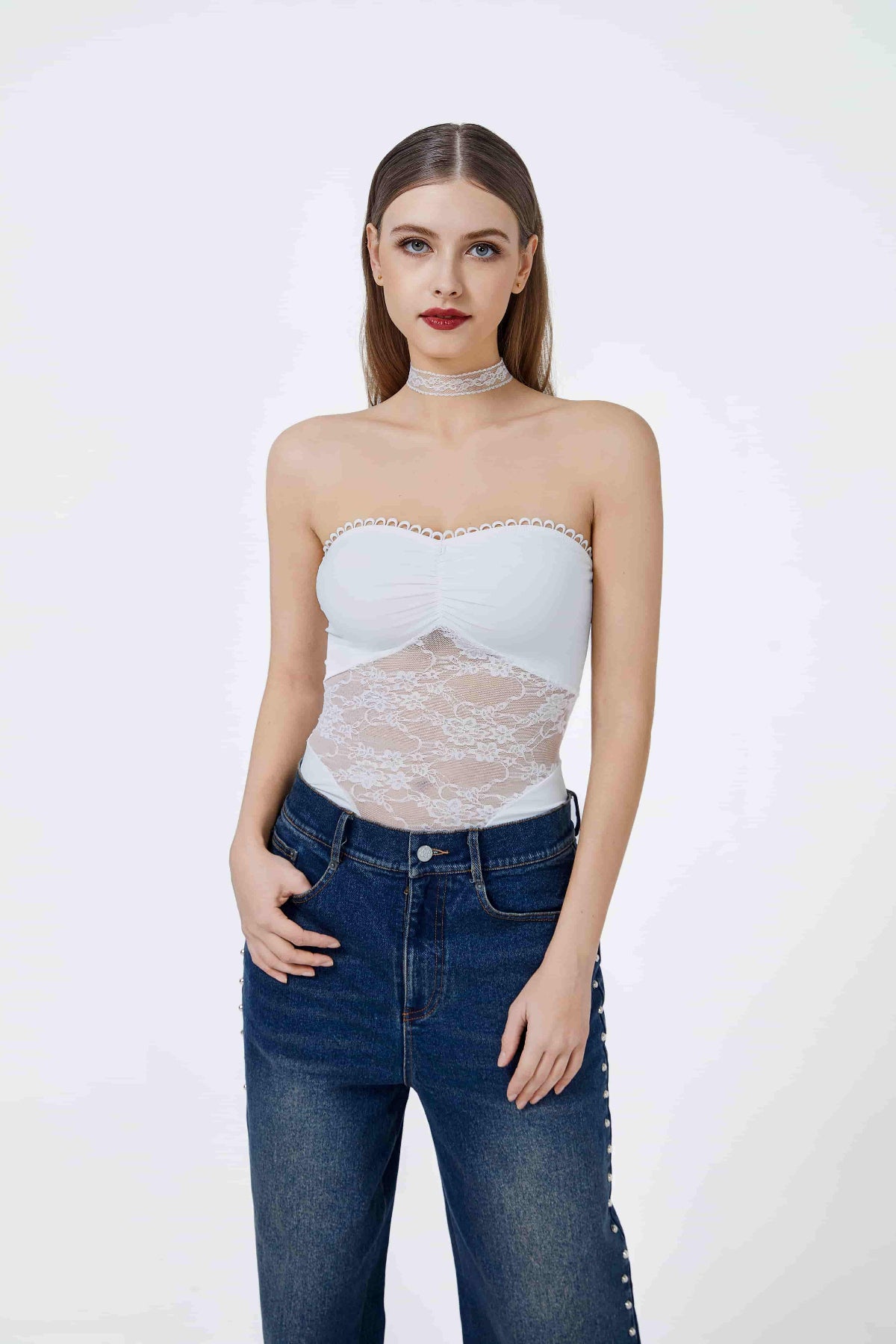 Lots Of Lust Lace Strapless Top White