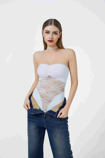 Lots Of Lust Lace Strapless Top White