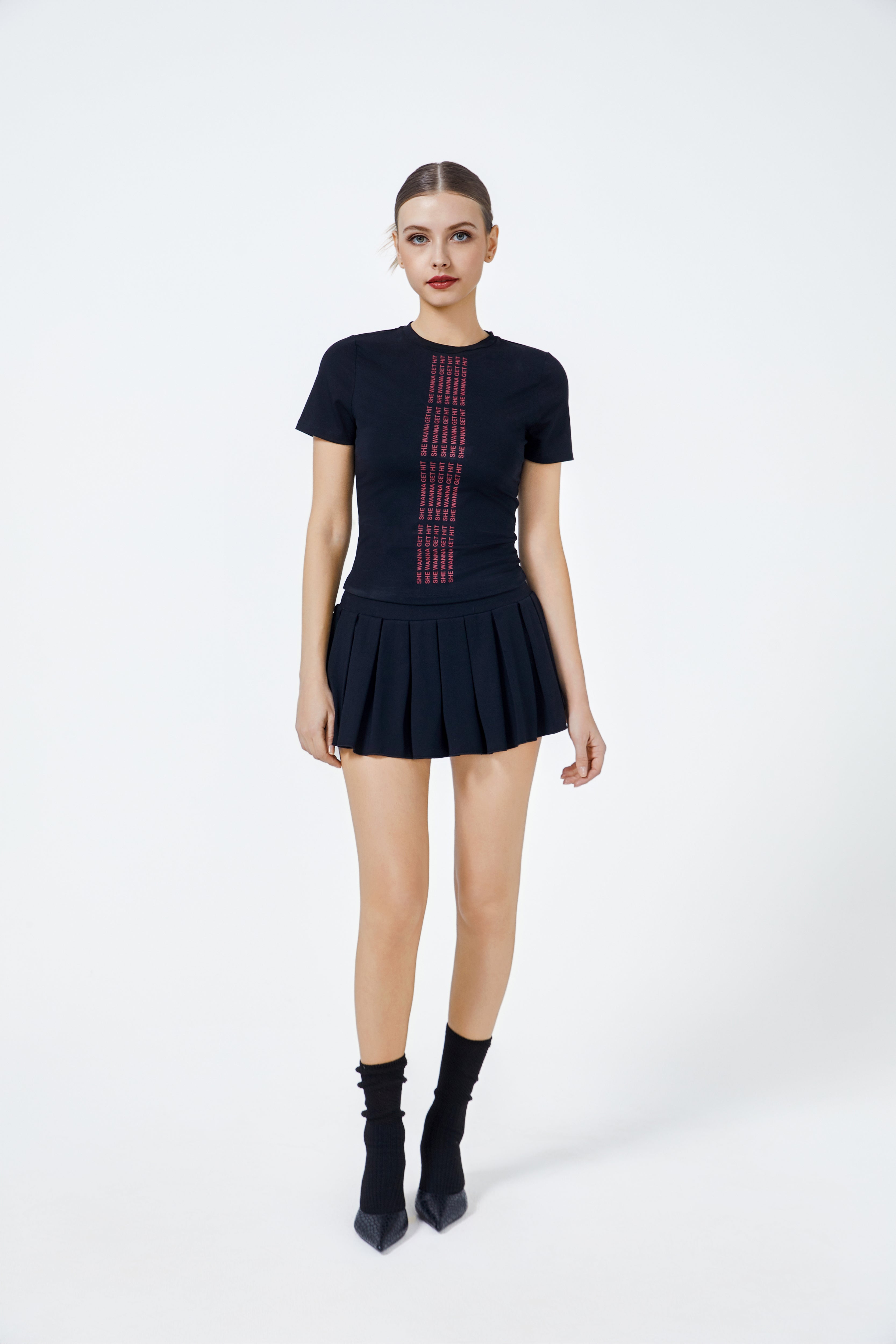 Rebel Heart Pleated Skirt