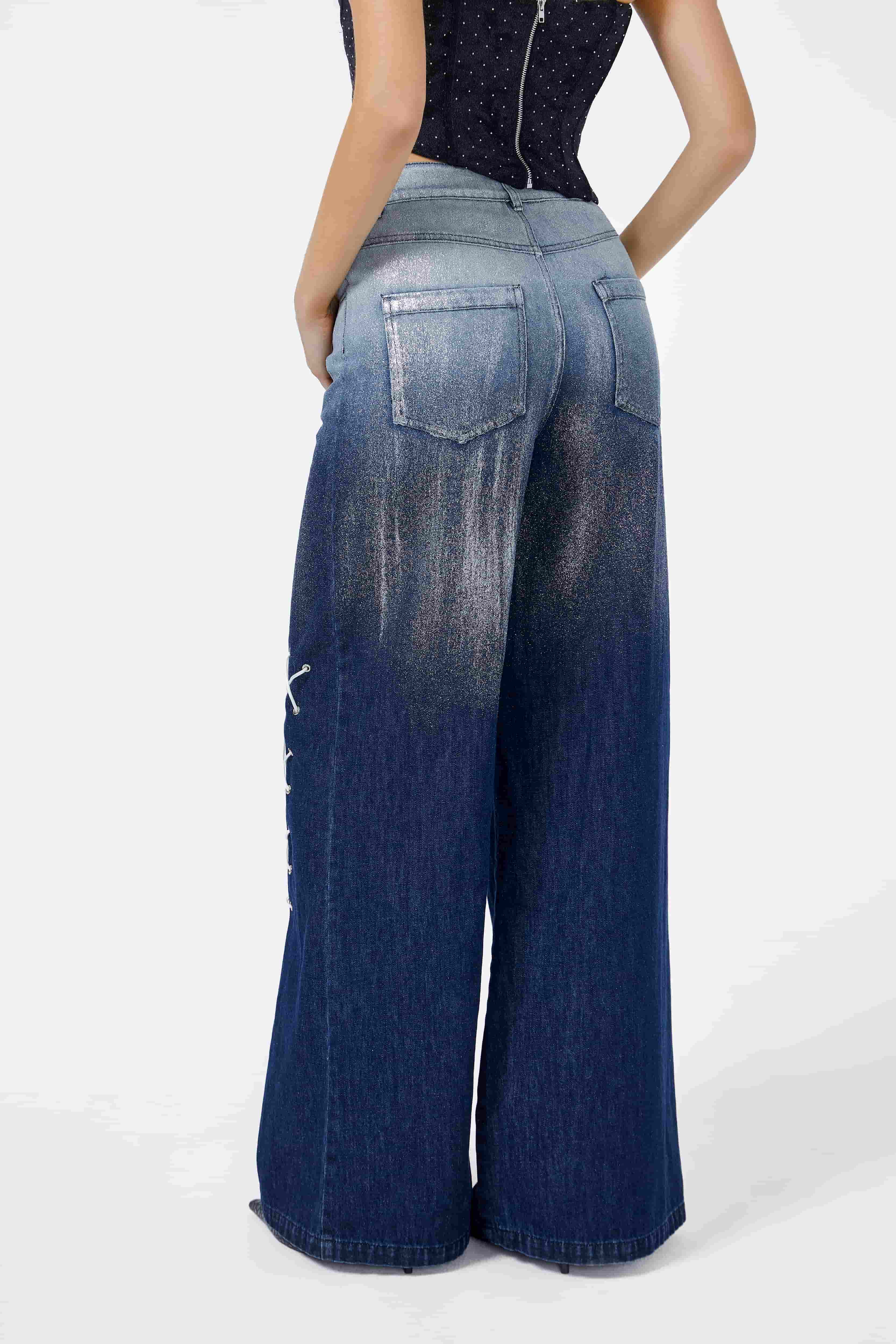 Nina High Rise Wide Leg Jeans Lndigo