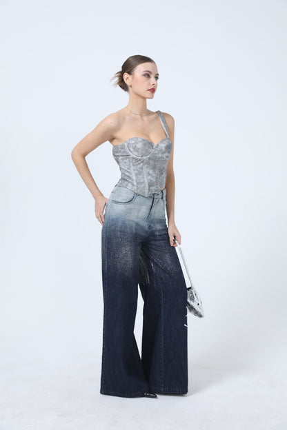 Nina High Rise Wide Leg Jeans Lndigo