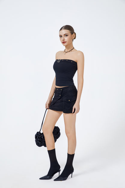 Noir Rebel Microsuede Mini Skirt